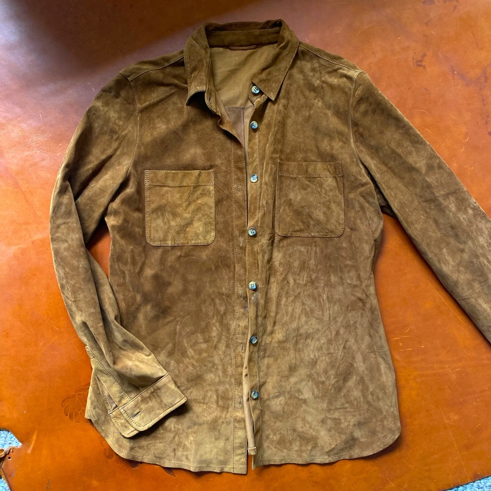 Guideboat Co 100% Goat Suede Large Button Down Shirt